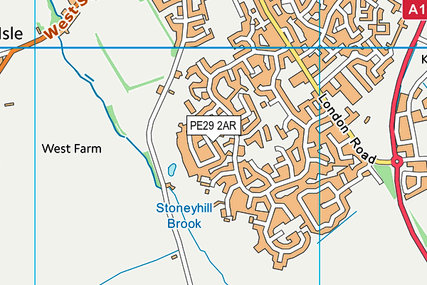 PE29 2AR map - OS VectorMap District (Ordnance Survey)