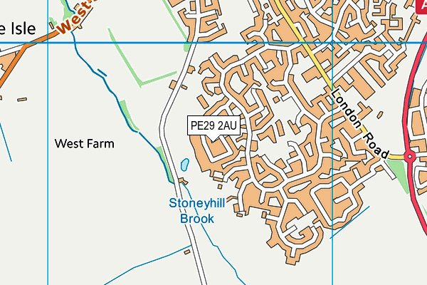 PE29 2AU map - OS VectorMap District (Ordnance Survey)