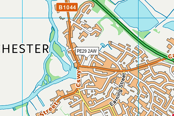 PE29 2AW map - OS VectorMap District (Ordnance Survey)
