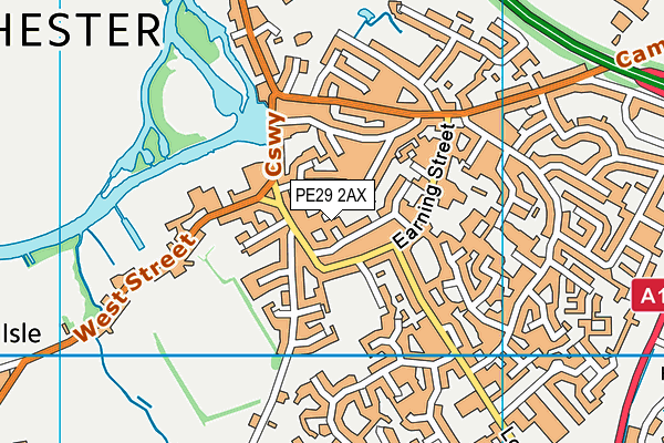 PE29 2AX map - OS VectorMap District (Ordnance Survey)