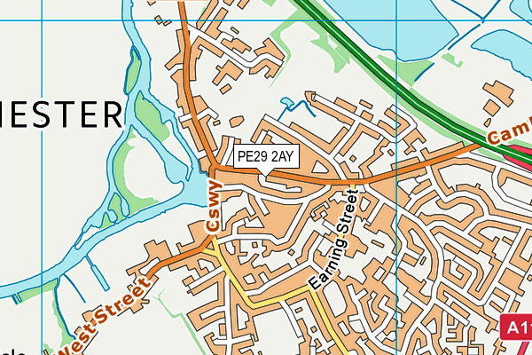 PE29 2AY map - OS VectorMap District (Ordnance Survey)
