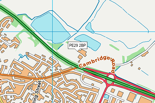 PE29 2BP map - OS VectorMap District (Ordnance Survey)