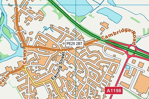 PE29 2BT map - OS VectorMap District (Ordnance Survey)