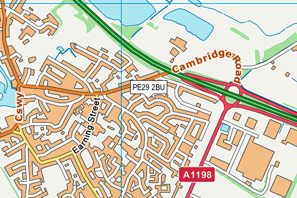 PE29 2BU map - OS VectorMap District (Ordnance Survey)