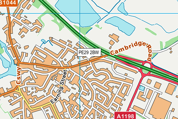 PE29 2BW map - OS VectorMap District (Ordnance Survey)