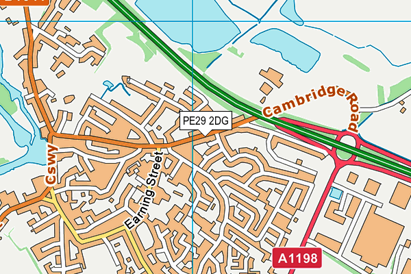 PE29 2DG map - OS VectorMap District (Ordnance Survey)
