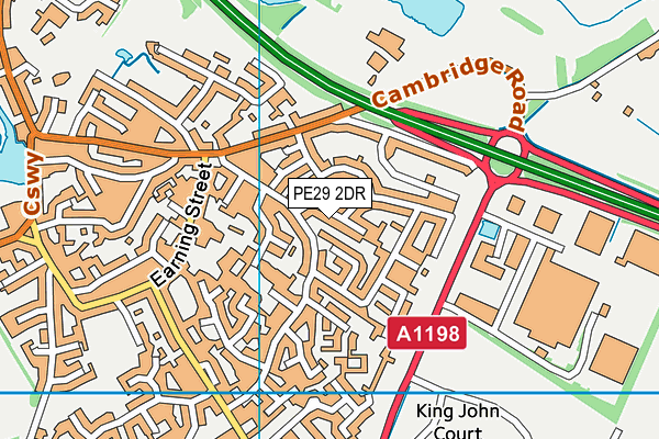 PE29 2DR map - OS VectorMap District (Ordnance Survey)