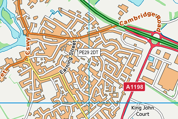 PE29 2DT map - OS VectorMap District (Ordnance Survey)