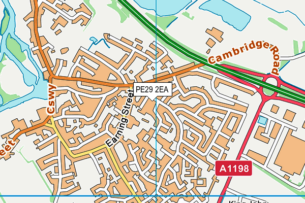 PE29 2EA map - OS VectorMap District (Ordnance Survey)