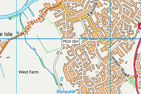 PE29 2EH map - OS VectorMap District (Ordnance Survey)