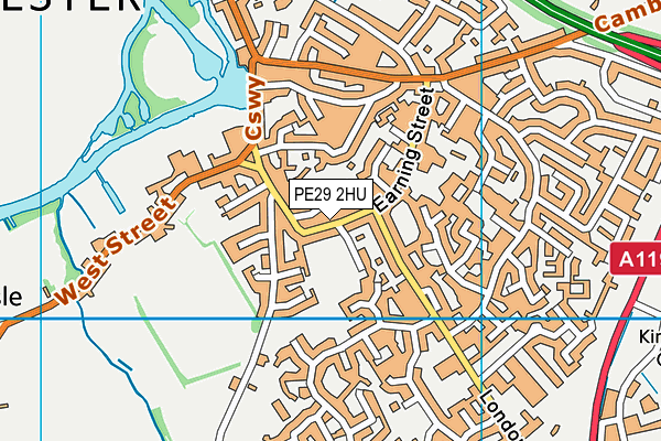 PE29 2HU map - OS VectorMap District (Ordnance Survey)