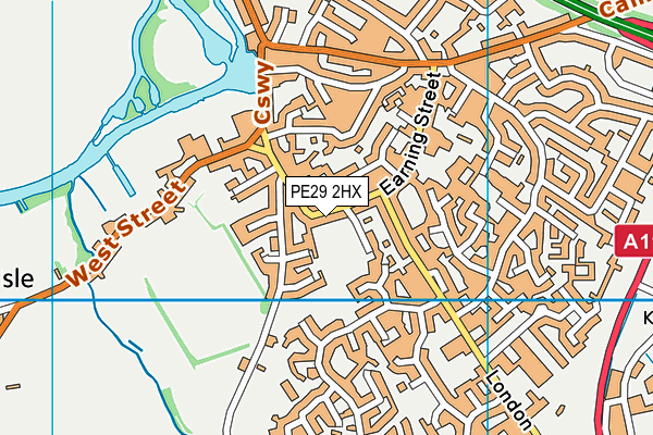 PE29 2HX map - OS VectorMap District (Ordnance Survey)