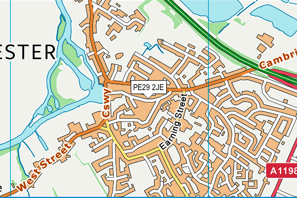 PE29 2JE map - OS VectorMap District (Ordnance Survey)