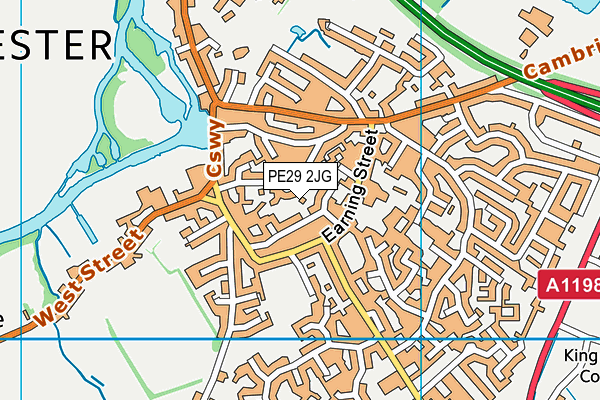 PE29 2JG map - OS VectorMap District (Ordnance Survey)