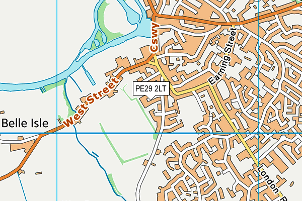 PE29 2LT map - OS VectorMap District (Ordnance Survey)