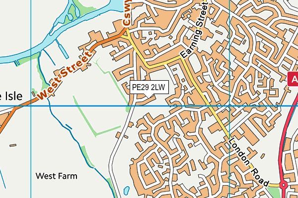 PE29 2LW map - OS VectorMap District (Ordnance Survey)