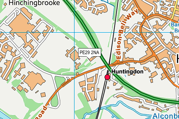 PE29 2NA map - OS VectorMap District (Ordnance Survey)