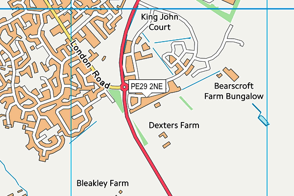 PE29 2NE map - OS VectorMap District (Ordnance Survey)