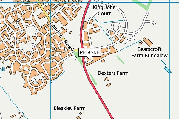 PE29 2NF map - OS VectorMap District (Ordnance Survey)