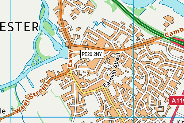 PE29 2NY map - OS VectorMap District (Ordnance Survey)