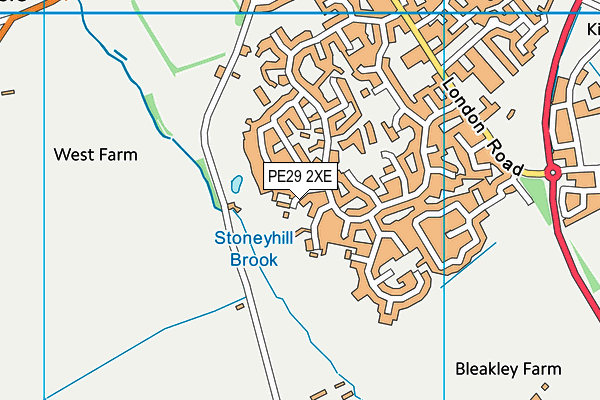 PE29 2XE map - OS VectorMap District (Ordnance Survey)