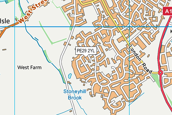 PE29 2YL map - OS VectorMap District (Ordnance Survey)