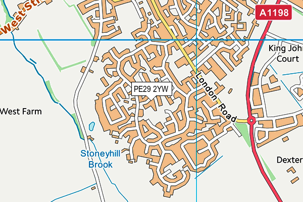 PE29 2YW map - OS VectorMap District (Ordnance Survey)