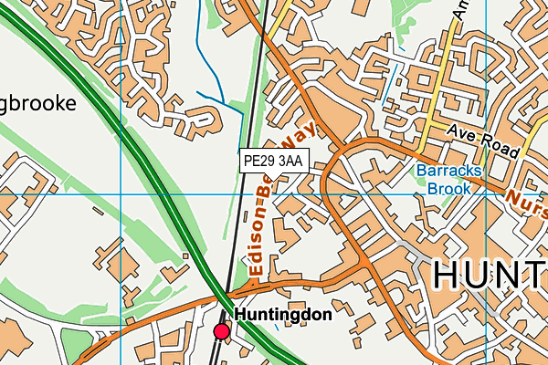 PE29 3AA map - OS VectorMap District (Ordnance Survey)