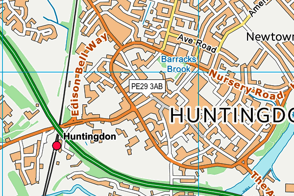 PE29 3AB map - OS VectorMap District (Ordnance Survey)