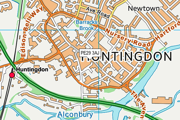 Anytime Fitness (Huntingdon) map (PE29 3AJ) - OS VectorMap District (Ordnance Survey)