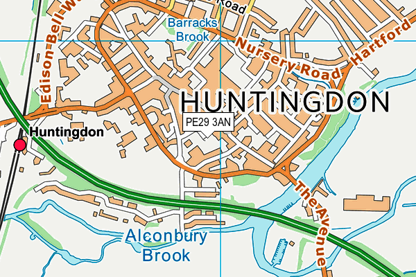 PE29 3AN map - OS VectorMap District (Ordnance Survey)