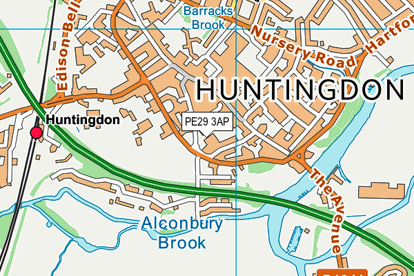 PE29 3AP map - OS VectorMap District (Ordnance Survey)