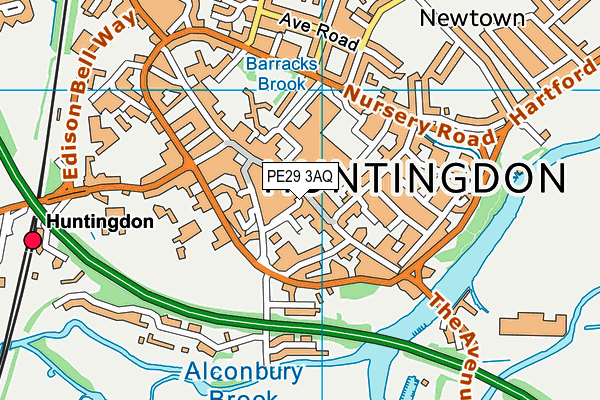 PE29 3AQ map - OS VectorMap District (Ordnance Survey)