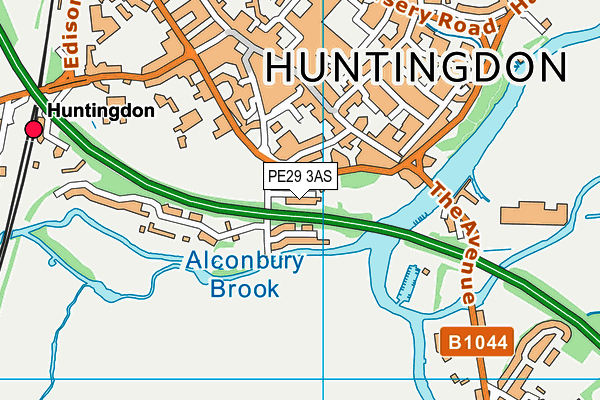 PE29 3AS map - OS VectorMap District (Ordnance Survey)