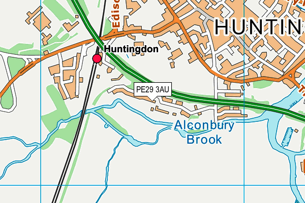 PE29 3AU map - OS VectorMap District (Ordnance Survey)