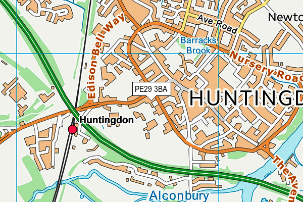 PE29 3BA map - OS VectorMap District (Ordnance Survey)