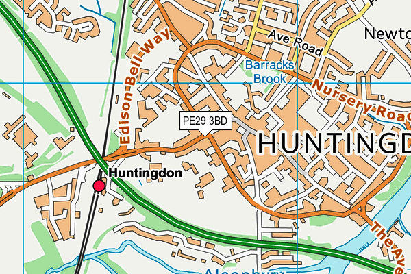 PE29 3BD map - OS VectorMap District (Ordnance Survey)