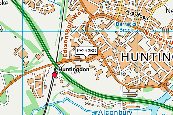 PE29 3BG map - OS VectorMap District (Ordnance Survey)