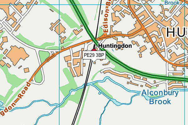 PE29 3BP map - OS VectorMap District (Ordnance Survey)