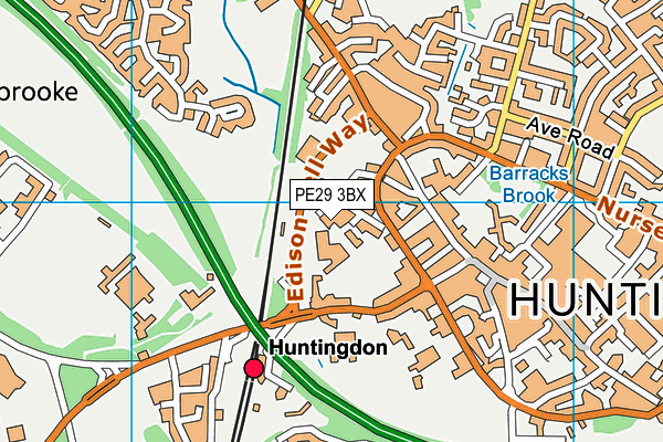 PE29 3BX map - OS VectorMap District (Ordnance Survey)