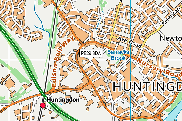 PE29 3DA map - OS VectorMap District (Ordnance Survey)