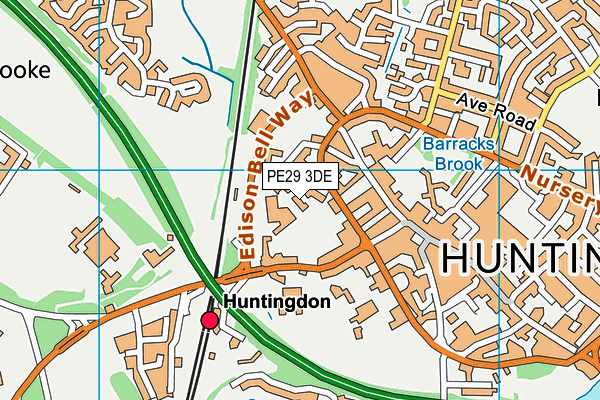 PE29 3DE map - OS VectorMap District (Ordnance Survey)