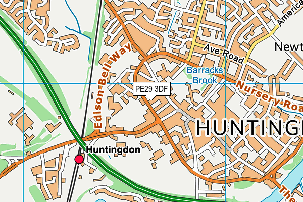 PE29 3DF map - OS VectorMap District (Ordnance Survey)