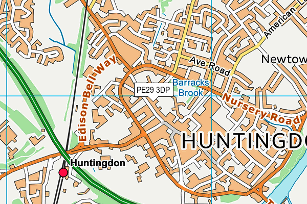 PE29 3DP map - OS VectorMap District (Ordnance Survey)