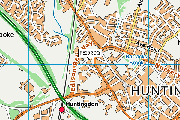 PE29 3DQ map - OS VectorMap District (Ordnance Survey)