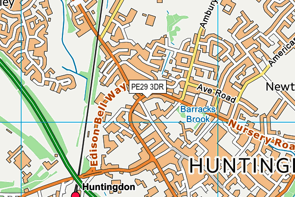 PE29 3DR map - OS VectorMap District (Ordnance Survey)