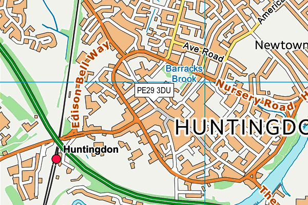 PE29 3DU map - OS VectorMap District (Ordnance Survey)