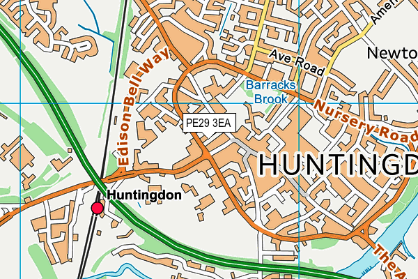 PE29 3EA map - OS VectorMap District (Ordnance Survey)