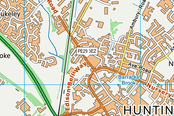 PE29 3EZ map - OS VectorMap District (Ordnance Survey)