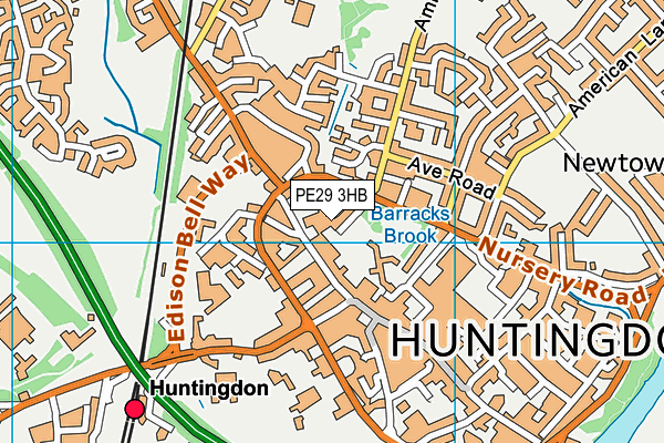 PE29 3HB map - OS VectorMap District (Ordnance Survey)